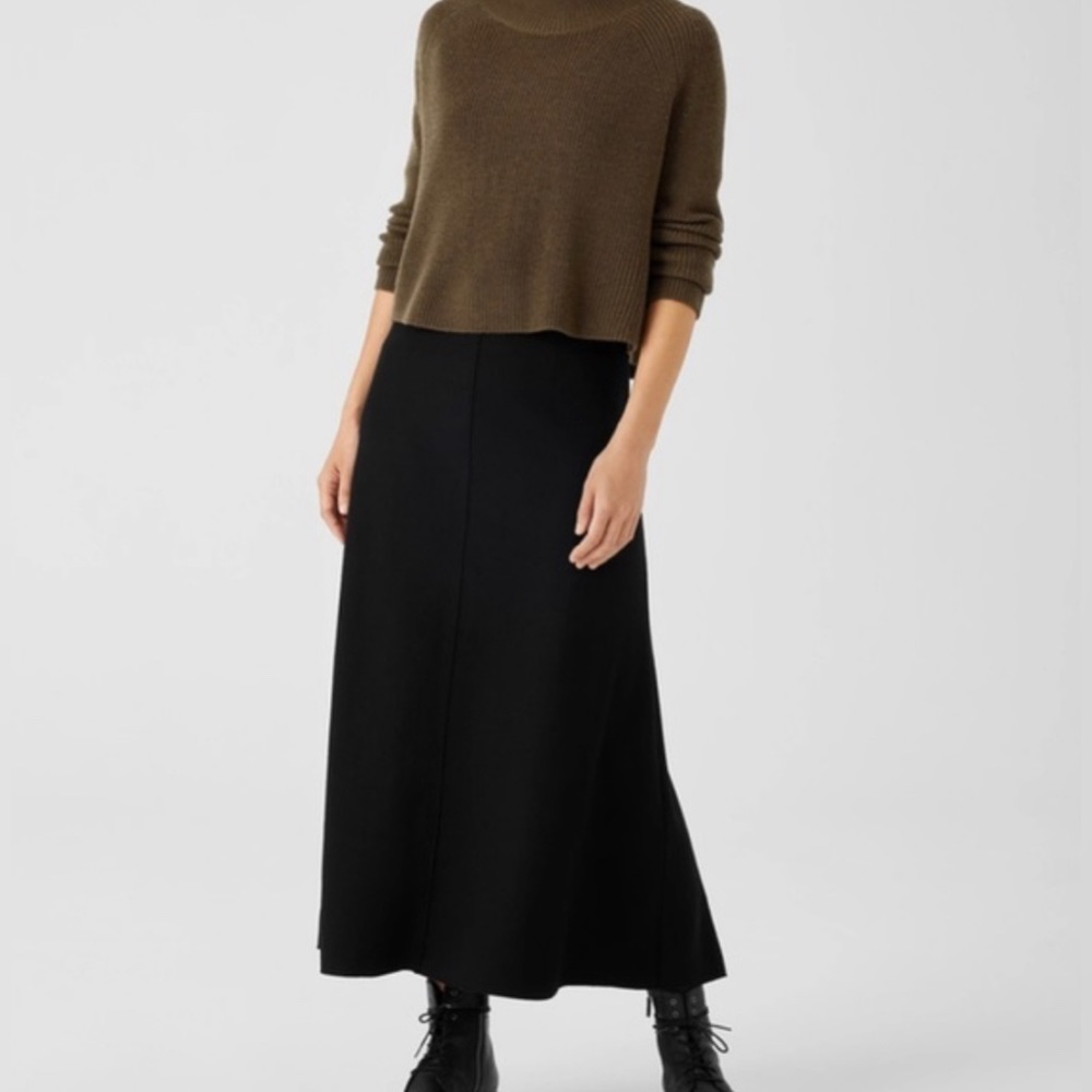 Eileen Fisher wool A line black skirt, xs